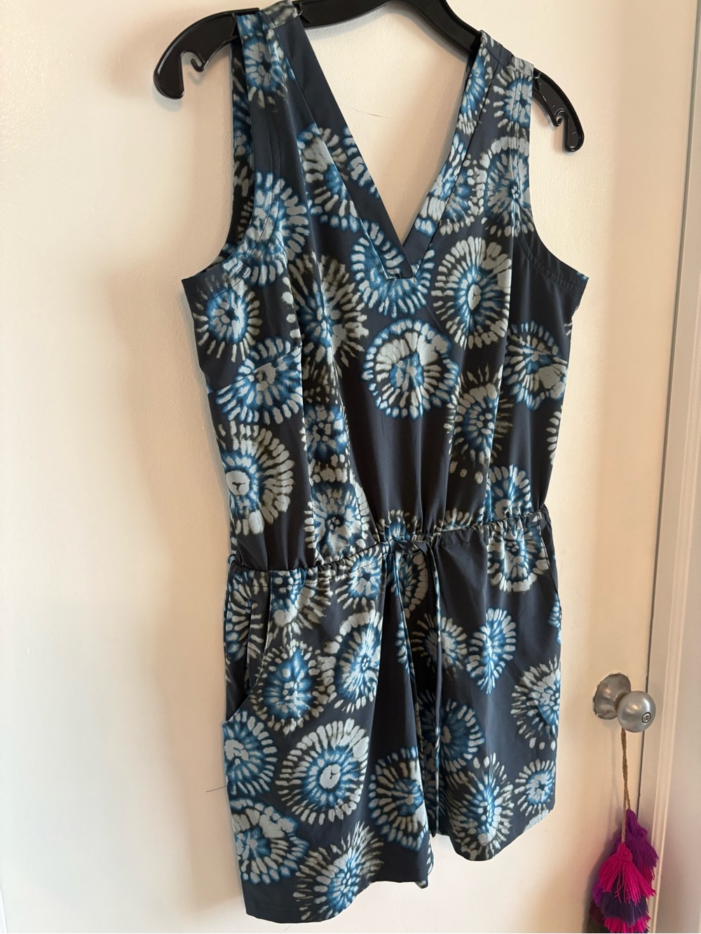 TOAD & CO Blue Sun-kissed LIVVY Romper! Sleeveless romper! Pockets! Small NEW